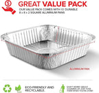 8x8 Foil Pans (10 Pack) 8 Inch Square Aluminum Pans - Foil Pans - Disposable Food Containers Great for Baking Cake, Cooking, Heating, Storing, Prepping Food