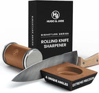 Hugo & Jude Premium Rolling Knife Sharpener - Sharpening Made Easy - Ergonomic Diamond Rolling Wheel Sharpener, 15/18/20/22° Magnetic Angles for Kitchen Knife Sharpener- Kitchen Gadgets & Gifts