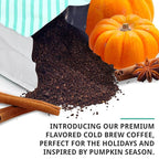 Cold Brew Organic Coarse Ground Flavored Coffee, Pumpkin Spice Flavor, Dark Roast, Colombian Supremo, Coarse Grind for Cold Brew Coffee & French Press,1 LB (Pack of 2)
