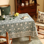 ISAENNE Designer Grayish Green Linen Rectangular Tablecloth,Floral Stain Resistant Table Cloth,Fall Vintage Decor Tablecloths for Dining Thanksgiving Kitchen Party,55"*79"-Andrew A