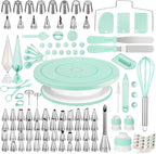 Kootek 158 Pcs Cake Decorating Kit with Cake Turntable, 64 Piping Tips Set, 50+2 Pastry Bags, Frosting Spatulas, Leveler, Scrapers, Fondant Molds, and More Baking Supplies Decorating Tools