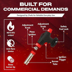 Chef Master Butane Torch Lighter, Refillable Kitchen Torch, Cooking Torch, Adjustable Flame for Creme Brulee, Desserts, BBQ, Crafts, Soldering, Indoor & Outdoor Use - Butane Not Included Model 90022