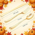 WDF 500PCS Gold Plastic Silverware Set Disposable - Gold Cutlery Set Plastic - 250Forks, 125 Spoons, 125 Knives for Thanksgiving Party, Birthday, Wedding