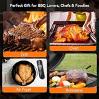 Smart Wireless Meat Thermometer with Ultra-Thin Probe, 820FT Unlimited Range Bluetooth Meat Thermometer, Digital Food Thermometer for Remote Monitoring of BBQ Grill, Oven, Air Fryer