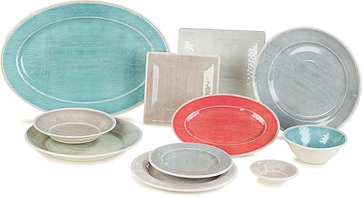 Carlisle FoodService Products Grove Reusable Plastic Plate Square Plate with Rim for Home and Restaurant, Melamine, 8.5 Inches, Smoke, (Pack of 12)