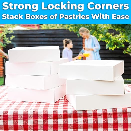 Gourmet 10in White Bakery Box 1 Pack/SINGLE BOX. Cute Window Display for Pies, Cakes, Cupcakes, Pastries. Transport Baked Goods With a Sturdy Carrier. Give Sweet Holiday Gifts at Work or School