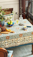 patdrea Designer French Linen Blue Tablecloth for Rectangle Table,Vintage Floral Table Cloth,Colorful Decoration Fall Cover Kitchen Dining for Thanksgiving,Tea Party,Christmas,63"x87"-Wensel