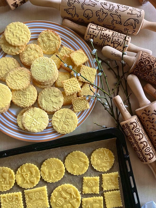 Embossed Rolling Pin for Ceramic DOILY. Clay Roller and Ceramic Stamp for Embossing Pottery. Baking Gifts for Women by Algis Crafts for Embossed Cookies