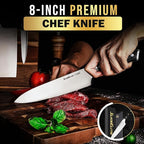 SliceElite Slice Series 8 Inch Chef Knife High Carbon German Steel Blade Pakkawood Handle Dual Sheath Sharp Cooking Knife for Meat Cleaver BBQ Kitchen Knife for Slicing Chopping Cutting Carving Tool