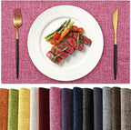 KXN Placemats Set of 8, Dual-Layer Thickened Faux Linen Table Mats, Heat Resistant & Wrinkle-Free, Machine Washable Cloth Place Mats for Kitchen Dining Indoor Outdoor (Pink)