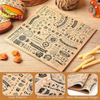 Outus 3600 Pcs 12 x 12 Inch Deli Wax Paper Sheets Grease Resistant Tray Basket Liners Newsprint Paper Water and Grease Proof Sandwich Wrapping Square Hot Dog Wrappers for Food Baking (Brown)