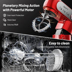 Stand Mixer, 3.5QT+6QT Two Bowls Kitchen Electric Mixer, 600W 6+P speed Tilt-Head Food Mixer with Stainless Steel Bowl, Dishwasher-Safe Dough Hook, Flat Beater, Wire Whisk, Splash Guard, Red