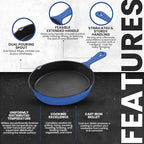 Utopia Kitchen Pre Seasoned Chefs Pan Skillet Frying Safe Grill Cookware for indoor & Outdoor Use (Blue, 8 Inch Pack of 1