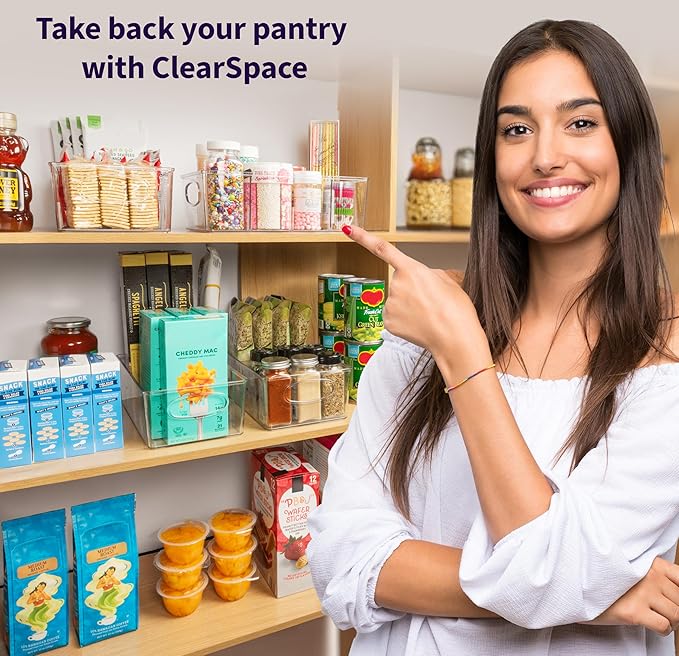 ClearSpace Pantry Organizers with Removable Dividers – Perfect Pantry Organization and Storage Bins or Kitchen Organization – Refrigerator Organizer Bins, Cabinet Organizers (2 Pack)