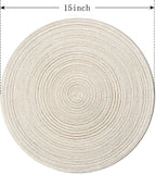 FunWheat Round Braided Placemats Set of 6 Easy Clean Place mats for Dining Tables Woven Heat Resistant Washable Table Mats 15 inches(Beige)
