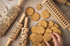 Embossing Rolling Pin BLOOMY with Floral Pattern – Dough and Clay Roller for Embossed Cookies and Pottery - Cookie and Ceramic Stamp - Baking Gifts for Women by Algis Crafts