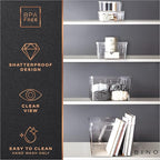 BINO Plastic Storage Containers, Small - 4 Pack THE LUCID COLLECTION, Multi-Use Organizer Bins Built-In Handles BPA-Free Clear, Fridge, Pantry & Home Organization