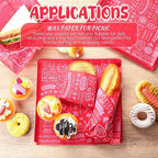 Outus 600 Pcs 12 x 12 Inch Deli Wax Paper Sheets Grease Resistant Tray Basket Liners Newsprint Paper Water and Grease Proof Sandwich Wrapping Square Hot Dog Wrappers for Food Baking (Red)
