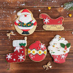 Flycalf Christmas Cookie Cutters Cupcake Shapes with Plunger Stamps Fall Holiday PLA Baking Accessories Cutter Molds Gifts for Kids Decorative Party 3.5" Kitchen Cake Supplies