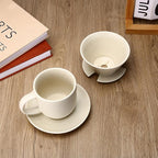 Pour Over Coffee Maker, with 50 PCS Basket Coffee Filters, 310 ml/10 oz Mug with Saucer & Coffee Dripper, Ceramic, Off-white
