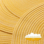 FunWheat Round Braided Placemats Set of 8 Place mats for Dining Tables Woven Heat Resistant Table Mats 15 inch(E Yellow, 8pcs)