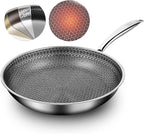 11 Inch Non Stick Frying Pan, Hybrid Non-Toxic Cookware & Healthy Ceramic Wok Pan for Induction, Gas & Electric Stove, PFOA/PTFE/Lead-Free, Oven & Dishwasher Safe