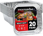 Aluminum Pans 8x8 Disposable Foil Pans (20 Pack) - 8 Inch Square Pans - Tin Foil Pans Great for Cooking, Heating, Storing, Prepping Food