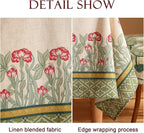 patdrea Designer Green Long Rectangle Table Cloth,Vintage Linen Leaves Pattern Tablecloth,Floral Cover Colorful Decor for Kitchen Dining Christmas,Tea Party,Thanksgiving,63"x102"-Cecilia D