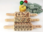 CHRISTMAS FUN 3 Kid Rolling Pin Set. Wooden Laser Cut Embossing Cut Mini Rolling Pins for Embossed Cookies. Gift for Kid, Friend, Christmas by Algis Crafts