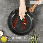 ESLITE LIFE Nonstick Ceramic Frying Pan Skillet with Lid, Non-Toxic Egg Omelette Kitchen Cooking Pans Compatible with All Stovetops (Gas, Electric & Induction), PTFE & PFOA Free (Black, 9.5" w/Lid)