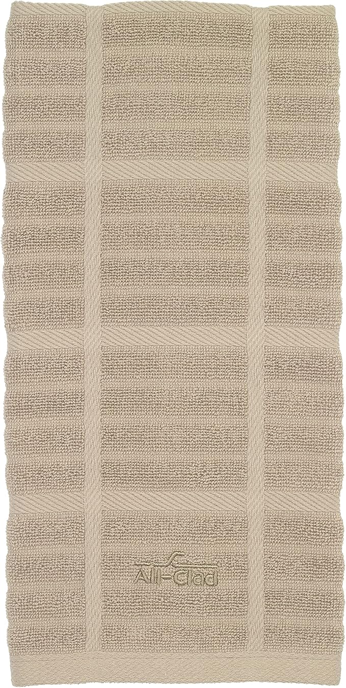 All-Clad Solid Kitchen Towel: Highly Absorbent, Super Soft Long Lasting - 100% Cotton, 17"x30" Tea Towel for Cleaning & Drying Dishes, Pans, Glassware, or Countertops, (1-Pack), Cappuccino