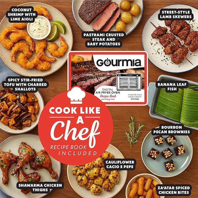 Gourmia French Door Digital Air Fryer Oven - XL 37QT Capacity, 12 Presets, FryForce 360° Tech, Dehydrate, Proof, Slow Cook, Fits 13” Pizza, 1700W, White