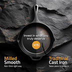 Utopia Kitchen Cast Iron Skillets 12 Inch, Chef's Pan, Pre-Seasoned Frying Pan, Stovetop, Oven, Campfire and Grill Large Skillet, Even Heat Distribution Multipurpose Cast Iron Pan - Black