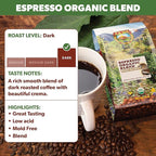Low Acid Organic Coffee – Whole Bean, Mold-Free & Stomach Friendly by Java Planet, Espresso Blend Coffee, Dark Roast, Smooth Full Flavored, 5LB Bag