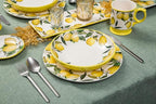 Bico Lemon Dreams Pasta Bowls, 35oz Salad Bowl Set of 4, Large Ceramic Serving Dinner Bowls for Soup and Cereal, Microwave and Dishwasher Safe, Gift for Housewarming and Thanksgiving