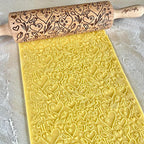 LOVE BIRDS Embossing Rolling Pin – Laser Engraved Dough Roller with hearts and birds pattern. Great for cookies, clay crafts, and a charming gift. By Algis Crafts