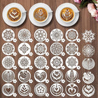Mandala Cookie Coffee Stencils - 25 Pcs Mandala Latte Art Cookie Stencils for Coffee Cake Bread Decor, Reusable Bread Template for Sourdough Decoration Tools Baking Stencil
