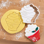 Flycalf Christmas Cookie Cutters Cupcake Shapes with Plunger Stamps Fall Holiday PLA Baking Accessories Cutter Molds Gifts for Kids Decorative Party 3.5" Kitchen Cake Supplies