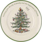 Spode Christmas Tree Sentiment Plate, 10.5-Inch Porcelain Dinner & Appetizer Dish, Holiday-Themed Serving Plate, Microwave & Dishwasher Safe, Festive Collectible Seasonal Dining