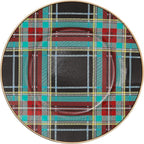 MACKENZIE-CHILDS Enamel Salad and Dessert Plate, Small Plate for a Dessert or Appetizer Dish, 8 Inches, Black Tartan