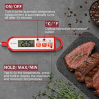 Digital Instant Read Meat Thermometer Waterproof Food Thermometer with 5.1 inch Long Probe for Food Cooking, Candy, BBQ, Liquid and Meat Temperature Measurement by GLVSAE (Red)