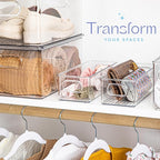 Plastic Food Storage Clear Container Bin with Handles for Organizing Kitchen, Pantry, Refrigerator, Freezer, Pantry, Cabinet, Closet, Bathroom. Stackable 10"X4"3"