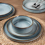 GBHOME Ceramic Dinnerware Sets for 4, 12 Pieces Stoneware Plates and Bowls Sets, Reactive Glaze Dishes -Scratch Resistant, Dishwasher&Microwave Safe