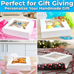 Gourmet 10in White Bakery Boxes 5 Pk. Cute Window Displays for Pies, Cakes, Cupcakes, Pastries. Transport Baked Goods with Sturdy, Easy-to Use Carriers. Give Sweet Holiday Gifts at Work or School