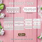 Cake Stencils Decorating for Baking - 12 Pcs Reusable Floral Border Stencils, Mexican Art Flower Lace Stencil, Buttercream Templates for Painting on Wood Crafts