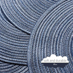 FunWheat Round Braided Placemats Set of 8 Place mats for Dining Tables Woven Heat Resistant Table Mats 15 inch(E Klein Blue, 8pcs)