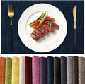 KXN Placemats Set of 4, Dual-Layer Thickened Faux Linen Table Mats, Heat Resistant & Wrinkle-Free, Machine Washable Cloth Place Mats for Kitchen Dining Indoor Outdoor (Navy Blue)
