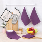 Homaxy 100% Cotton Waffle Weave Kitchen Dish Cloths, Ultra Soft Absorbent Quick Drying Dish Towels, 12 x 12 Inches, 12-Pack, Purple