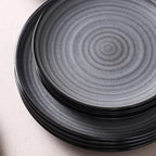 Stone Lain Dua 24-Piece Dinnerware - Stoneware, Plate and Bowls, Dishwasher and Microwave Safe, Dish Set for 8, Black