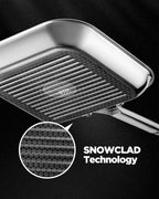 Nonstick Grill Pan,12 Inch Square Steak Grilling Pan for Indoor Cooking & Outdoor Grilling, Non Stick Stainless Steel Grill Skillet Steak Pan, PFOA Free cookware